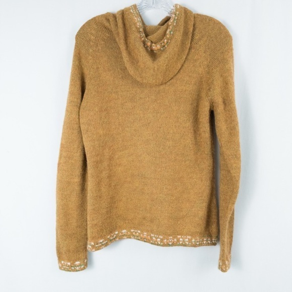 The Alpaca Connection Handmade Full Zip Hooded Sweater Medium* Tan Boho Granola - Picture 2 of 16